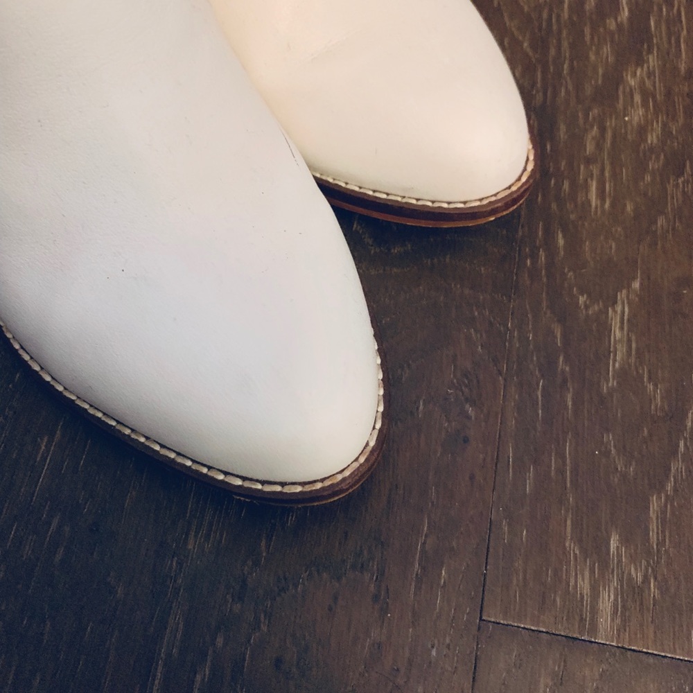 UO White Booties (Wooden Heel/Threaded Detail) - Picture 5 of 6